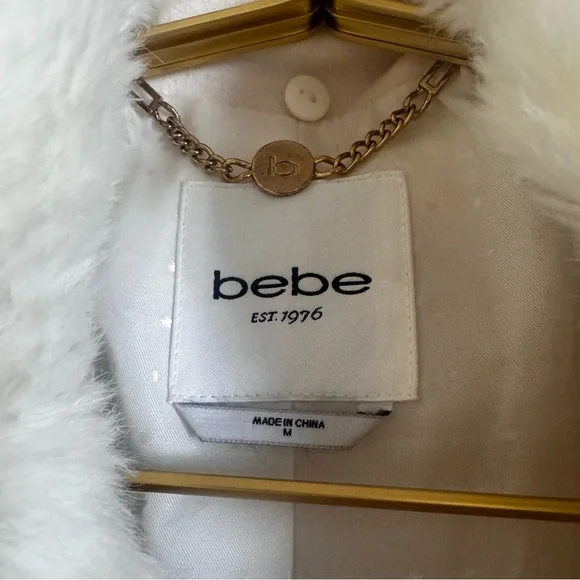 Bebe Y2K fur jacket coat white furry faux fur flattering fit - Picture 3 of 5